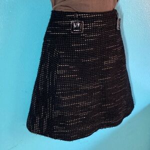 Roland Mouret Vintage UK Size 10 A-Line Wool Blend Mini Skirt Patent Leather